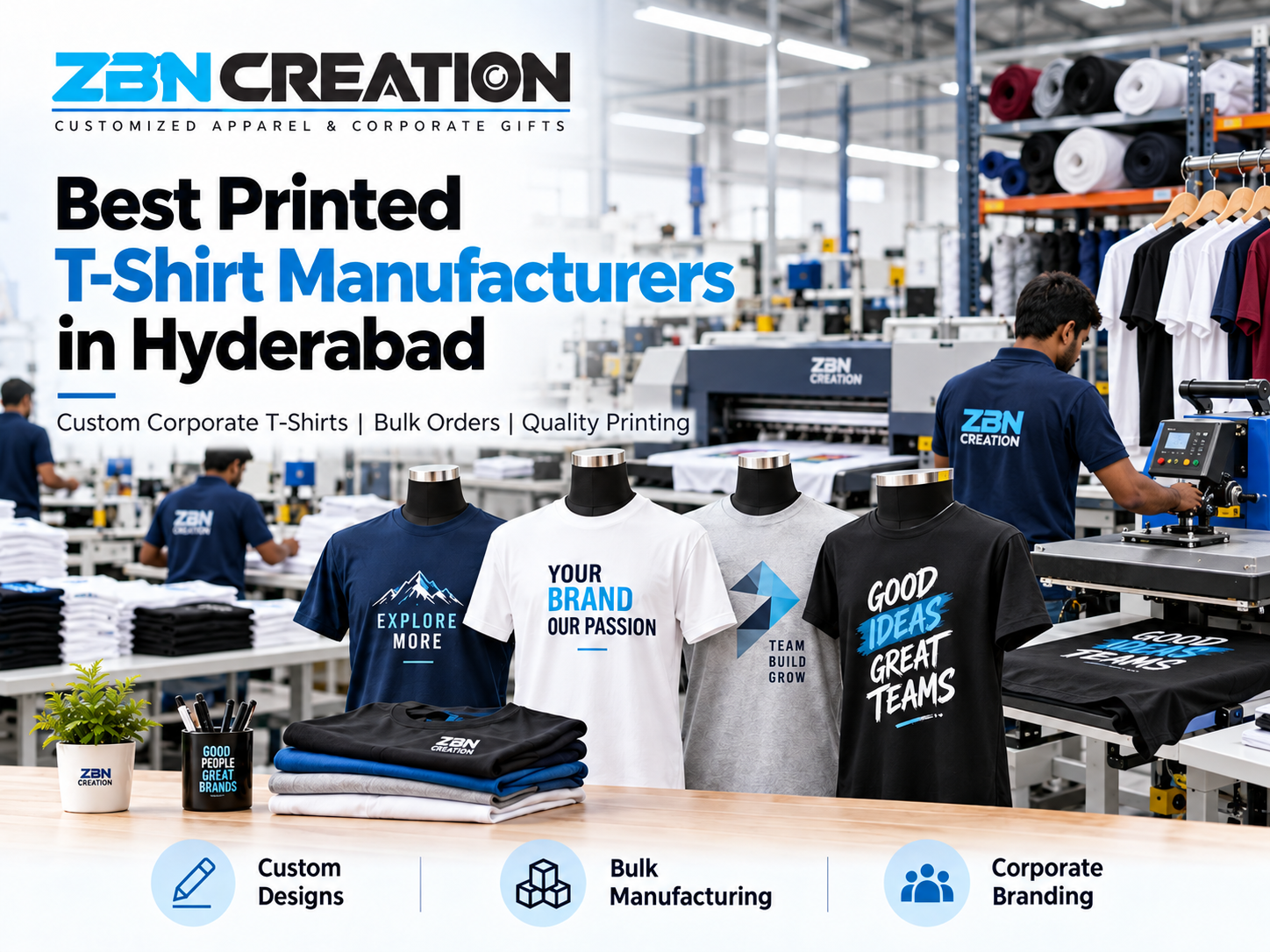 Best Printed T-Shirt Manufacturers in Hyderabad by ZBN Creation