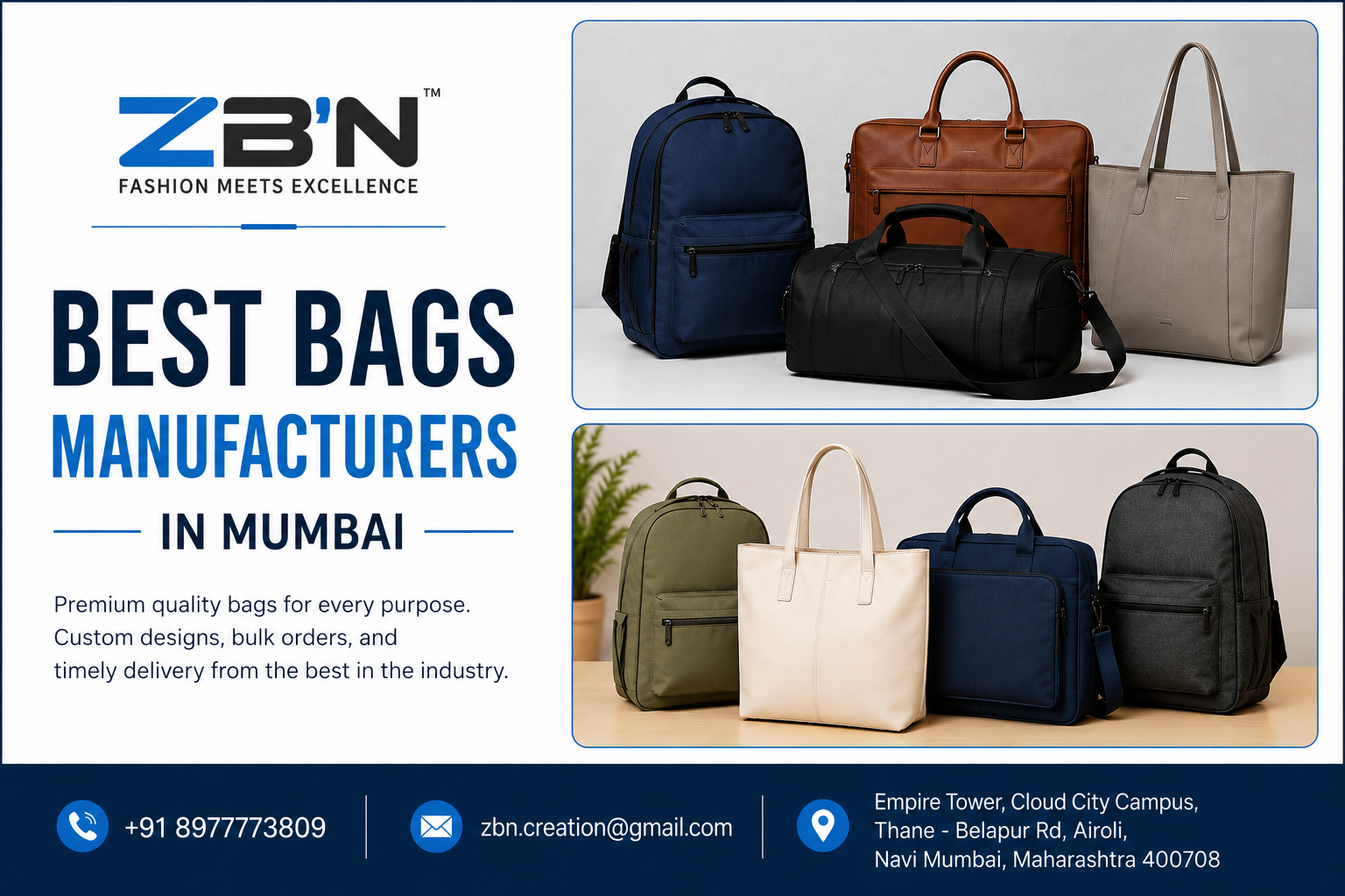 Best Bags Manufacturers in Mumbai providing custom backpacks, corporate bags, laptop bags and promotional bags