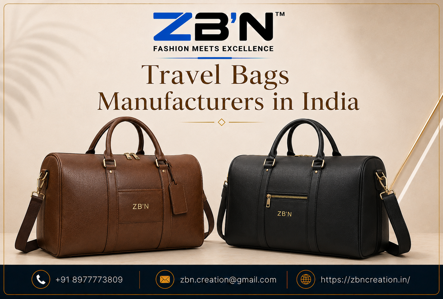 Premium Travel Bags manufacturers in india offering customized corporate and promotional travel bags by ZB'N Creation