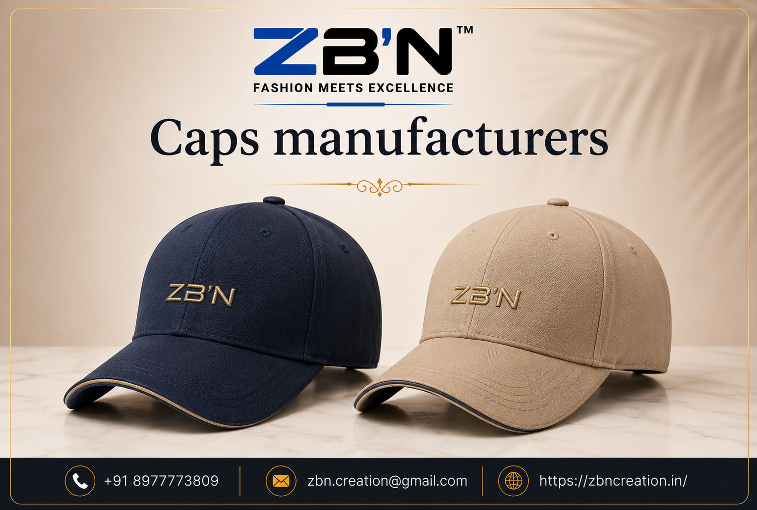 Caps manufacturers producing custom baseball caps, promotional caps, sports caps, trucker caps and corporate caps for businesses