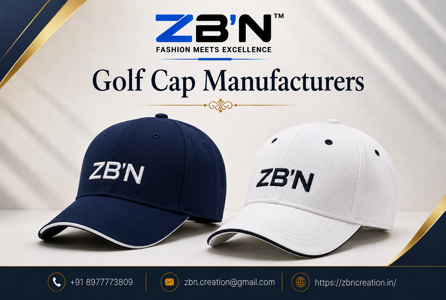 Golf Cap Manufacturers producing premium custom embroidered golf caps for corporate branding, sports events, promotional campaigns, and retail businesses.