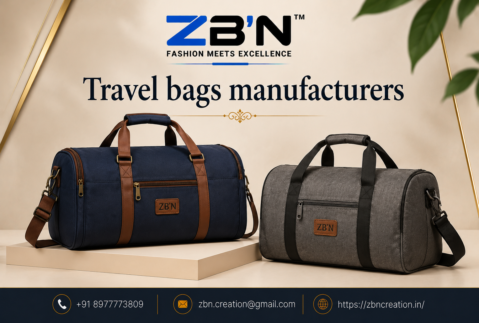 Travel bags manufacturers producing custom travel bags, duffel bags, trolley bags, and branded luggage for corporate and wholesale customers