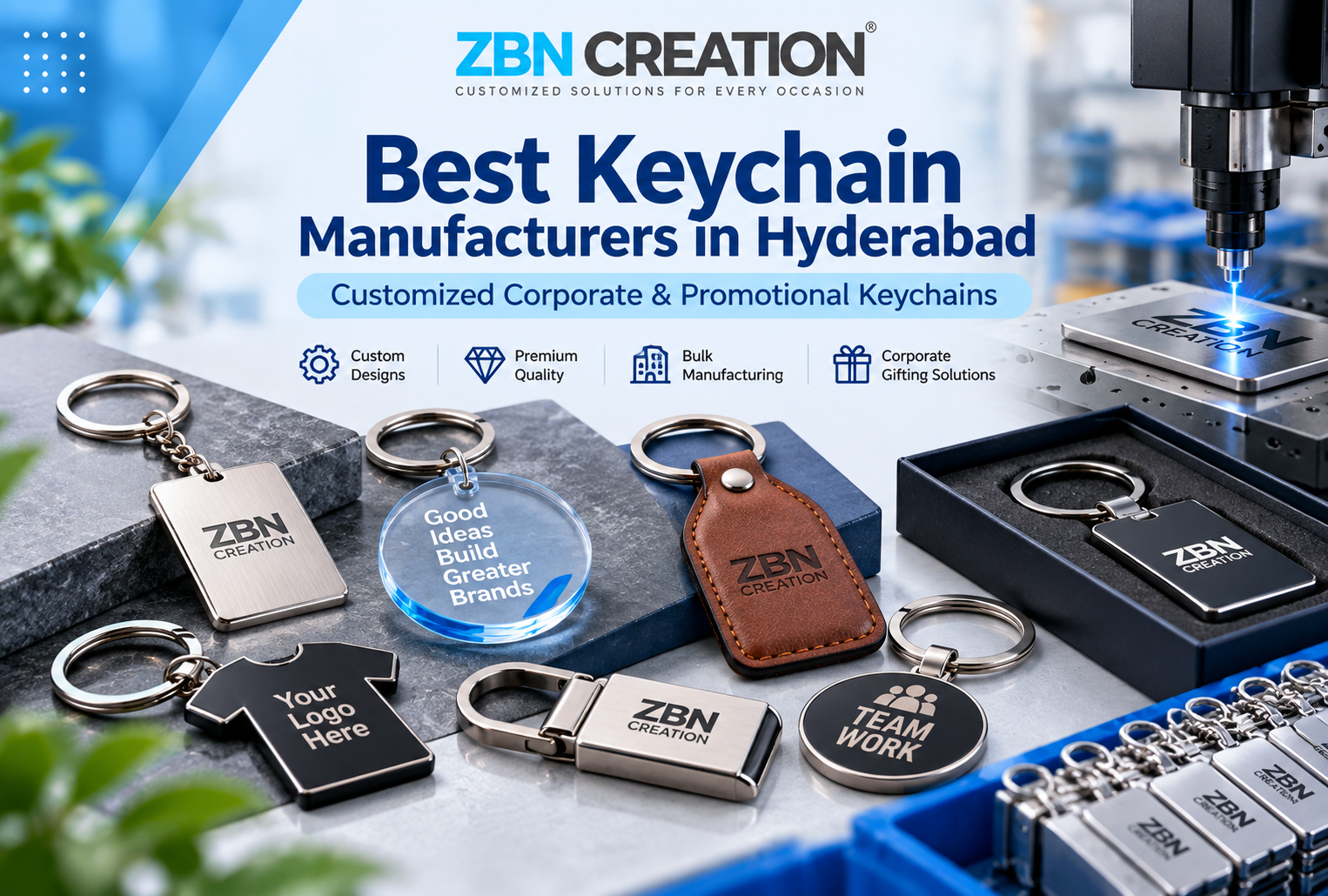 Best Keychain Manufacturers in Hyderabad by ZBN Creation for corporate gifting and promotions
